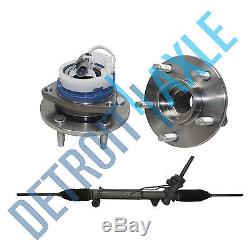 3 pc Set Power Steering Rack and Pinion + 2 Wheel Hub Bearing Assembly FWD