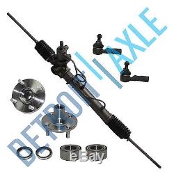 5pc Kit Rack and Pinion + New Wheel Hub Bearings + New Outer Tie Rod End Links