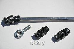 Mustang II POWER 3 Black U Joint 36 Polished Steering Shaft + Support Kit 3' GM