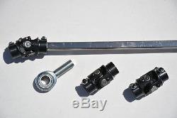 Mustang II POWER 3 Black U Joint 36 Polished Steering Shaft + Support Kit 3' SS