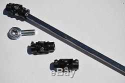 Mustang II POWER 3 Black U Joint 36 Polished Steering Shaft + Support Kit 3' SS