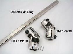 Stainless steering Kit 1 Column Joint Mustang II Power Rack Ujoint with Shaft